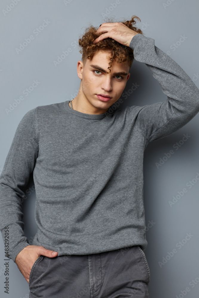 Fototapeta premium stylish guy posing stylish clothes model isolated background