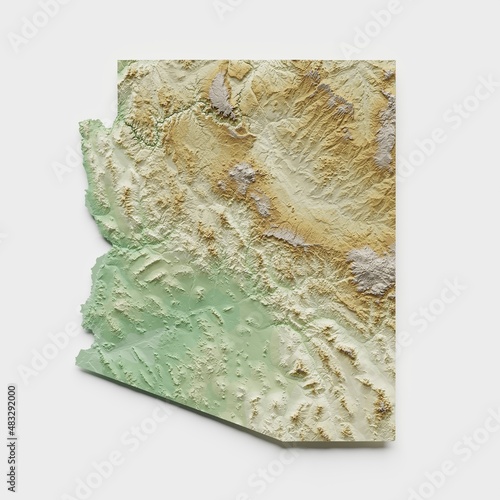 Arizona Topographic Relief Map  - 3D Render