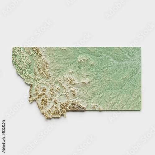 Montana Topographic Relief Map  - 3D Render