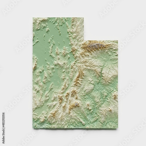 Utah Topographic Relief Map - 3D Render