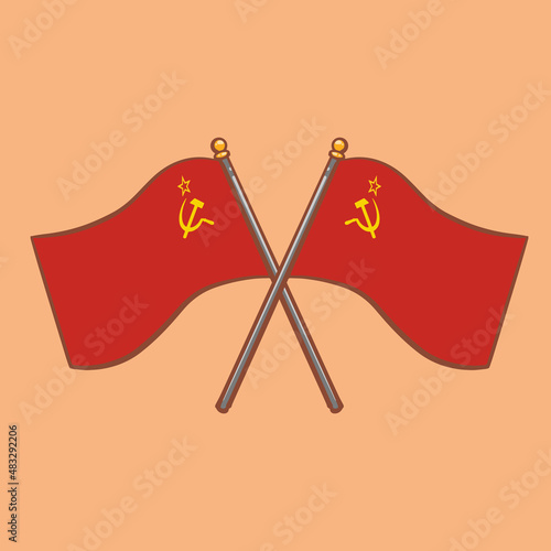 Hand drawn cartoon illustration of Soviet flag

