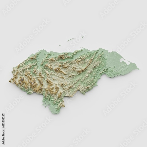 Honduras Topographic Relief Map - 3D Render