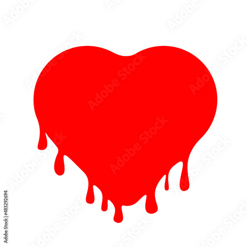 Melting heart symbol. Dripping heart
.Minimal art design . Noise destroyed logo . Trendy defect error shapes . Glitched frame .Broken effect .vector 