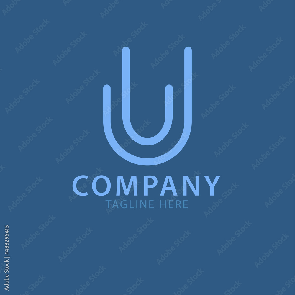 Fototapeta premium Geometry Initial Letter U, Y or J Blue Logo Minimalist. This Logo Perfect For Company Industry, Service, Factory, Games, Community, Etc and File Editable