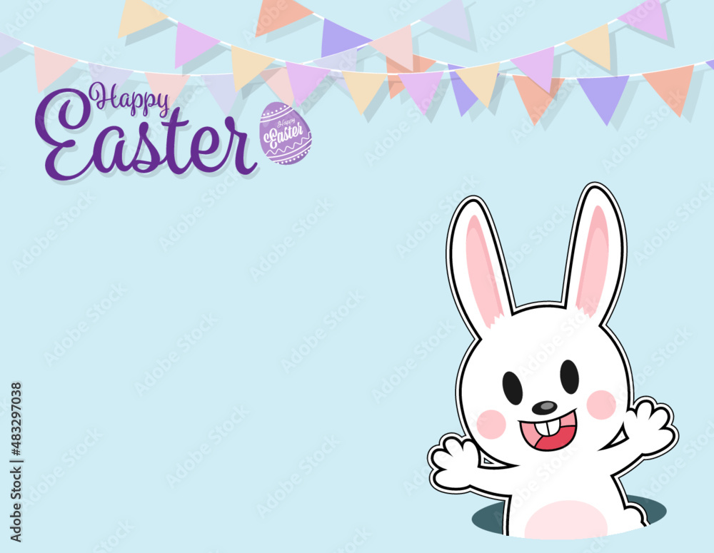 Happy Easter greeting card vector design with chick, bunny and Easter Eggs concept , Animal wildlife holidays cartoon character, little cute rabbit in spring season and coppy space for text. Happy Easter greeting card vector design with chick, bunny and Easter Eggs concept , Animal wildlife holidays cartoon character, little cute rabbit in spring season and coppy space for text.
