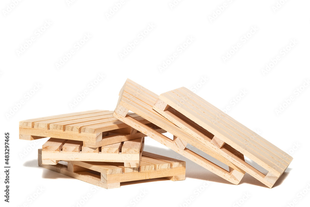 empty wooden pallet isolated on white background.