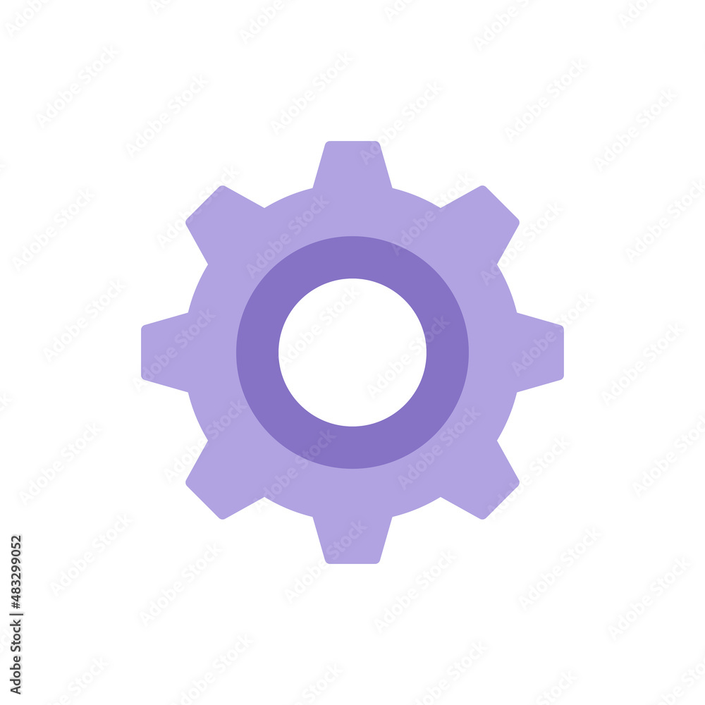 Simple cog wheel gear mechanism vector flat illustration. Machinery industrial engineering progress