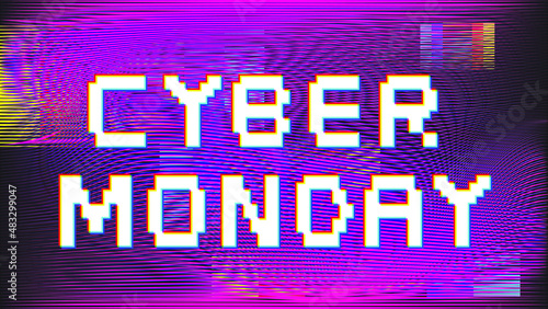 Cyber Monday . Glitch effect . Distort design .Glitched background . vector