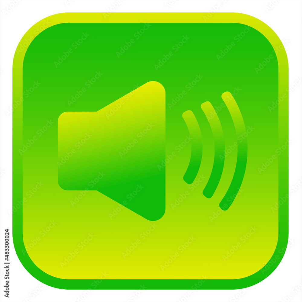 Speaker icon. Isolated web icon. Logo design. Flat vector illustration in green gradient color. Speaker icon. Isolated web icon. Logo design. Flat vector illustration in green gradient color.