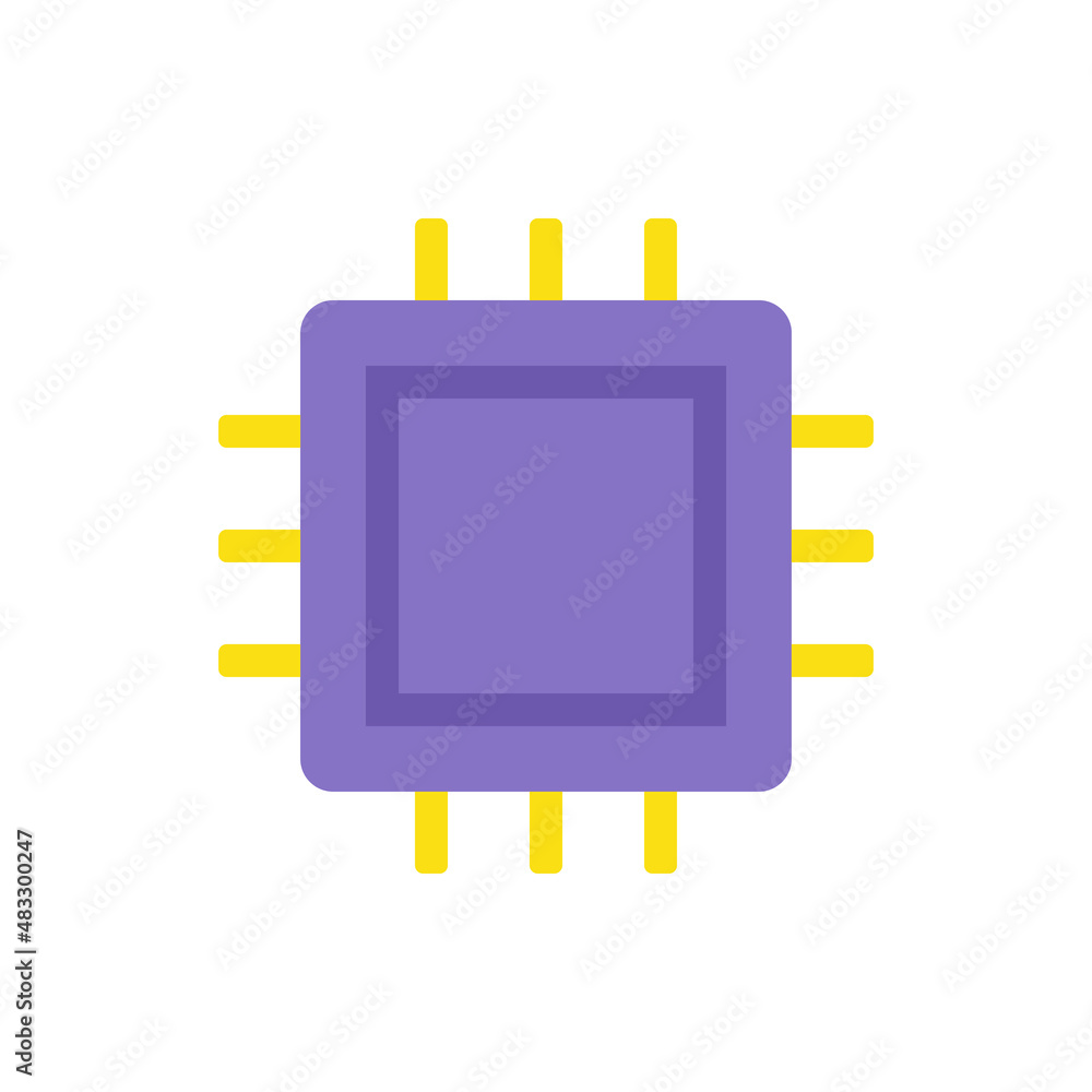 Squared purple cpu icon vector flat illustration Squared purple cpu icon vector flat illustration