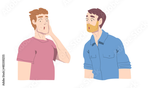 Young Man with Shocked Face Expression Gasping Feeling Astonishment Vector Set