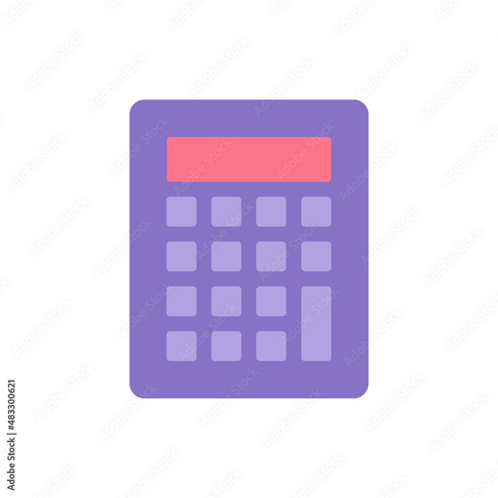 Modern electronic calculator buttons display front view vector flat illustration. Counting device Modern electronic calculator buttons display front view vector flat illustration. Counting device