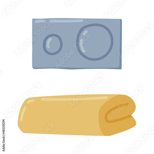 Folded Towel as Bathroom Item for Body Vector Set