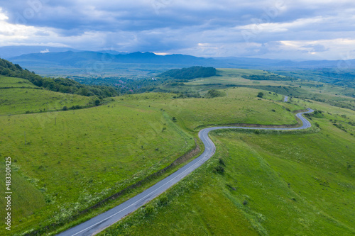 Above view of countryside road, aerial view