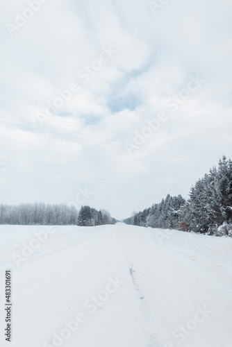 Winter landscape with forest and fields © alones