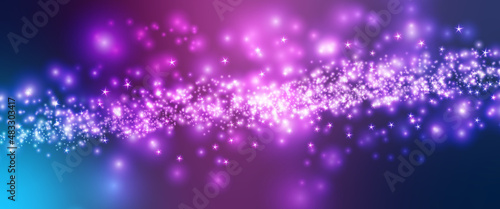 Space background. Magical color galaxy with realistic nebula and lots of shining stars. Infinite universe and starry night. Colorful cosmos with stardust and the Milky Way. Vector illustration.