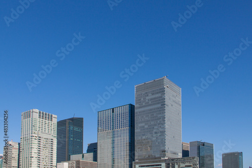 High-rise business buildings under the blue sky