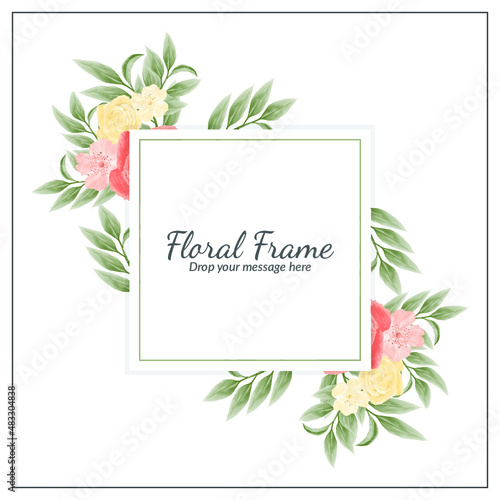 Beautiful floral frame with water color free vector