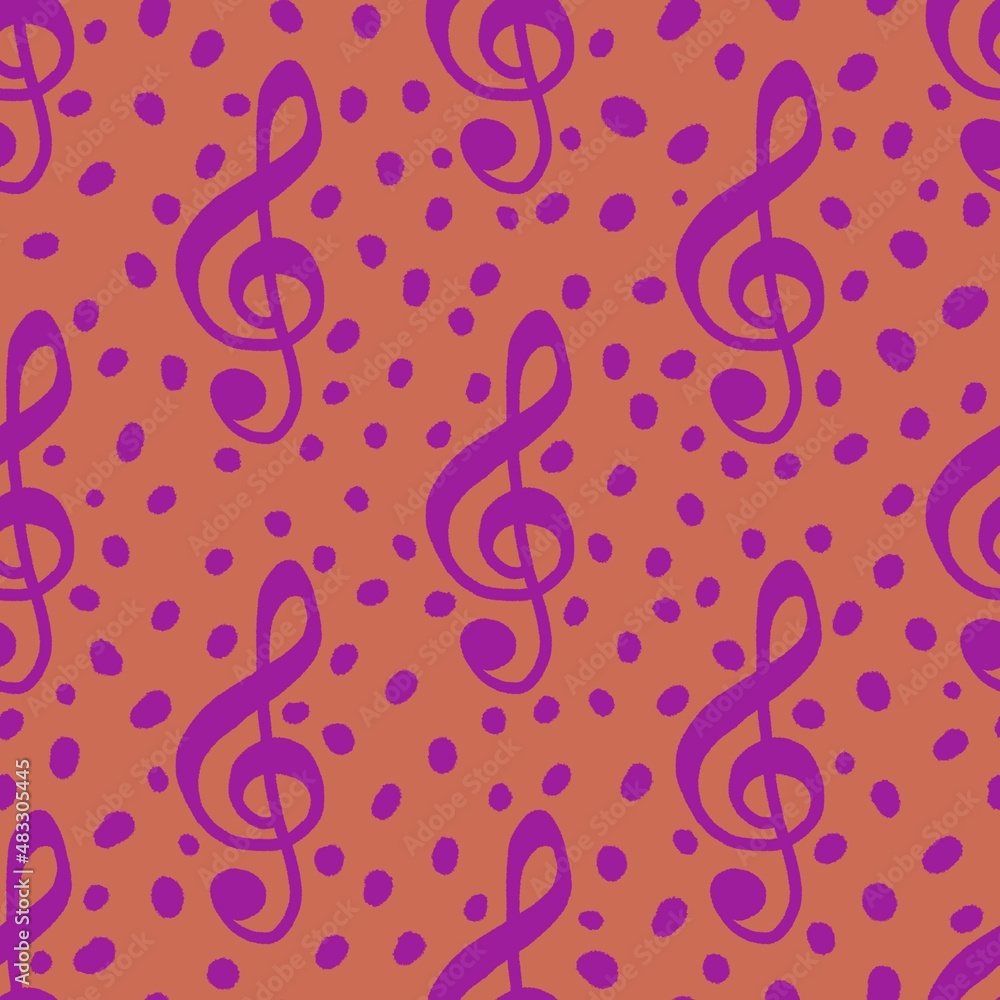 Music seamless treble clef pattern for fabrics and textiles and packaging and linens and wrapping paper Music seamless treble clef pattern for fabrics and textiles and packaging and linens and wrapping paper