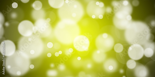 Abstract lemon yellow background with flying round shapes