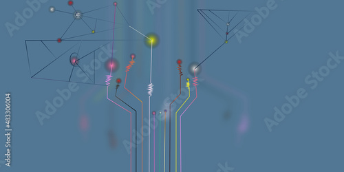 wind turbine on sky Modern wireless technologies as means of communucation and networking on dark background