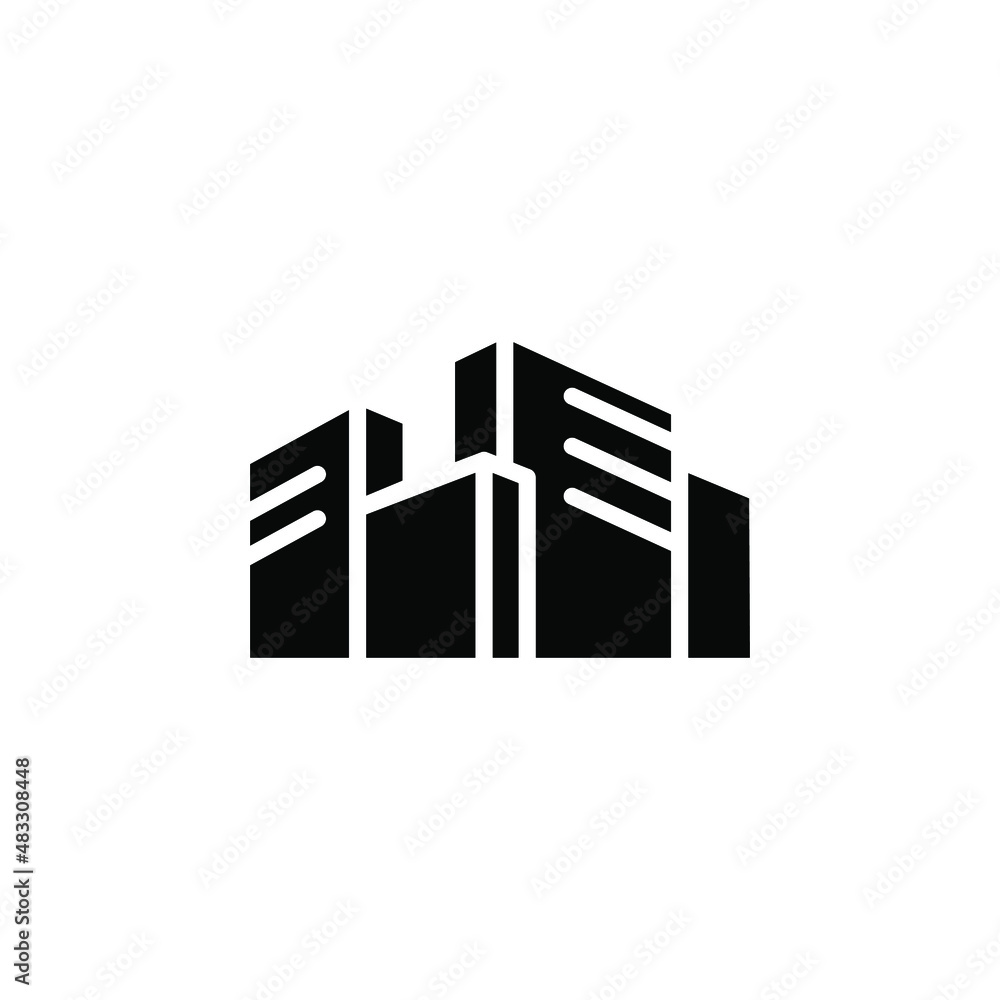 City, Town, Urban City, Town, Urban Solid Icon Vector Illustration Logo Template. Suitable For Many Purposes.