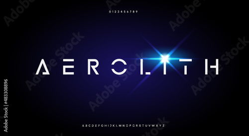 Abstract scifi futuristic alphabet font. digital space typography vector illustration design