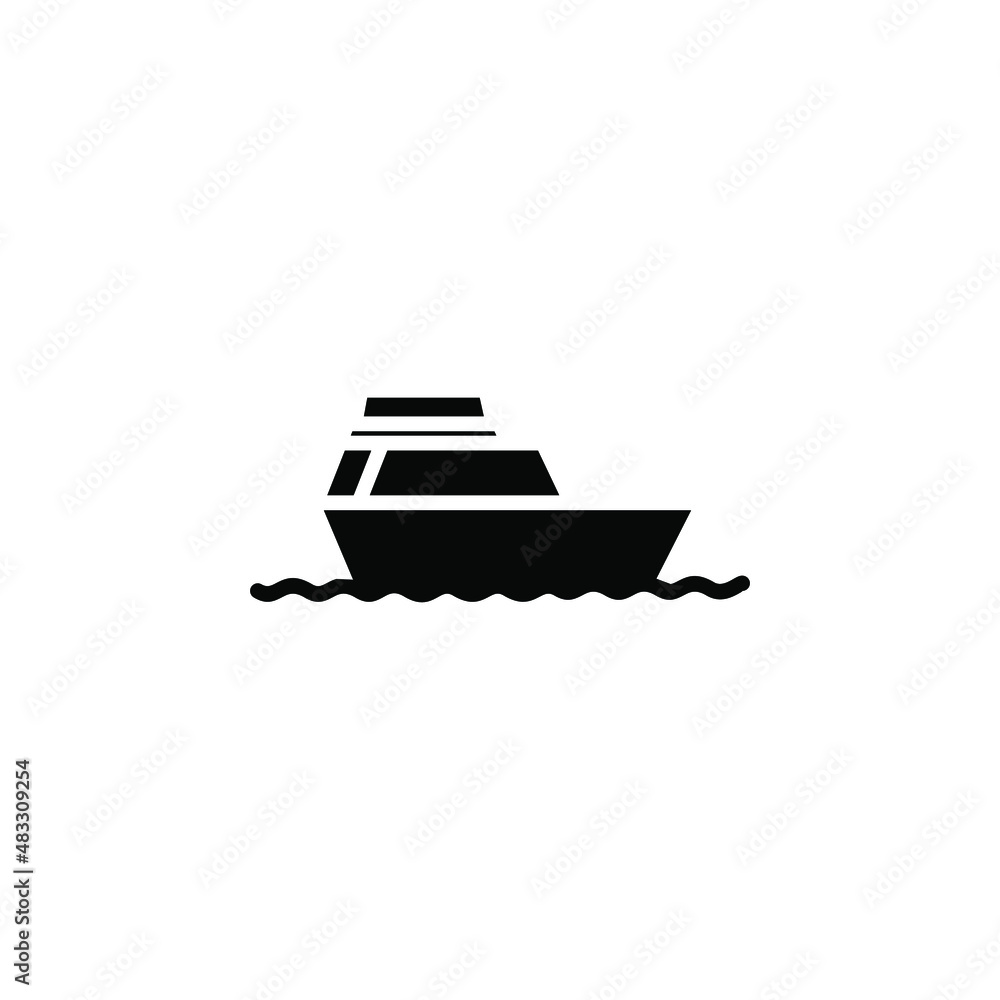 Ship, Boat, Sailboat Solid Icon Vector Illustration Logo Template. Suitable For Many Purposes.