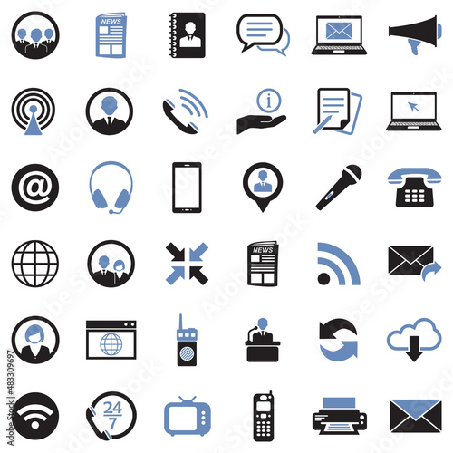 Communication Icons. Two Tone Flat Design. Vector Illustration.