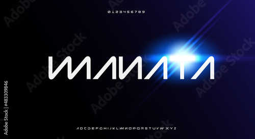 Abstract trendy futuristic alphabet font. digital space typography vector illustration design