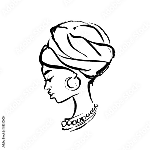 The face of an African woman in profile.