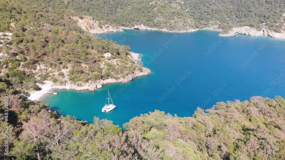 Aerial drone view to coast and bays near Oludeniz Likya yolu. Relax, meditation Aerial drone view to coast and bays near Oludeniz Likya yolu. Relax, meditation
