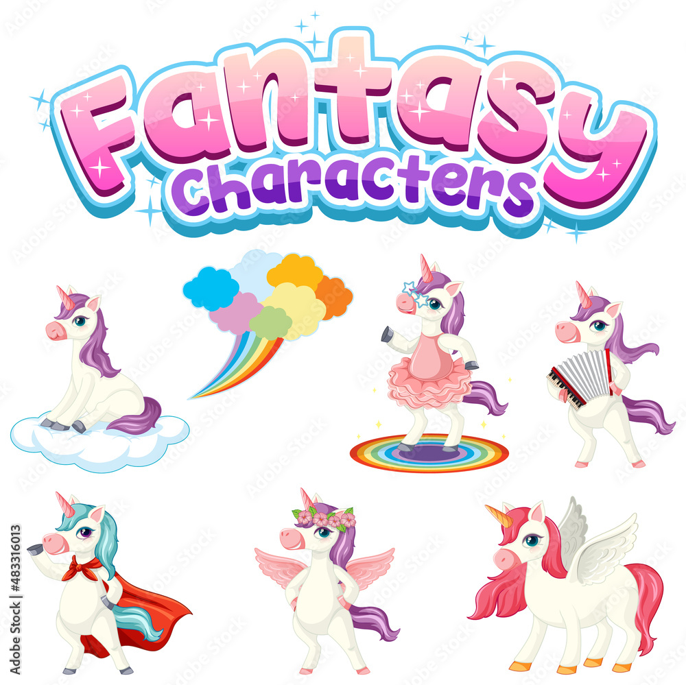 Set of fairy tale cartoon characters Set of fairy tale cartoon characters