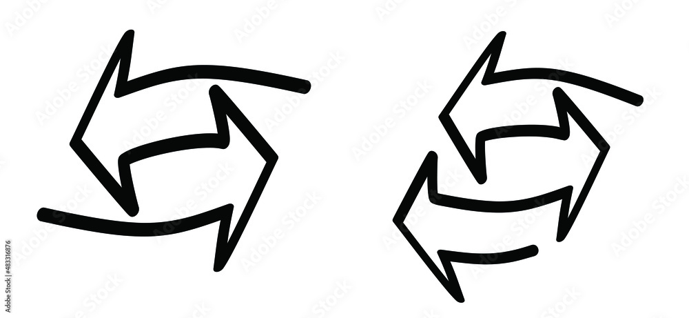 Cartoon line arrow icon or pictogram. Direction choice. Vector decision arrows logo. Increasing business change directions. Two or three way direction. Cartoon line arrow icon or pictogram. Direction choice. Vector decision arrows logo. Increasing business change directions. Two or three way direction.