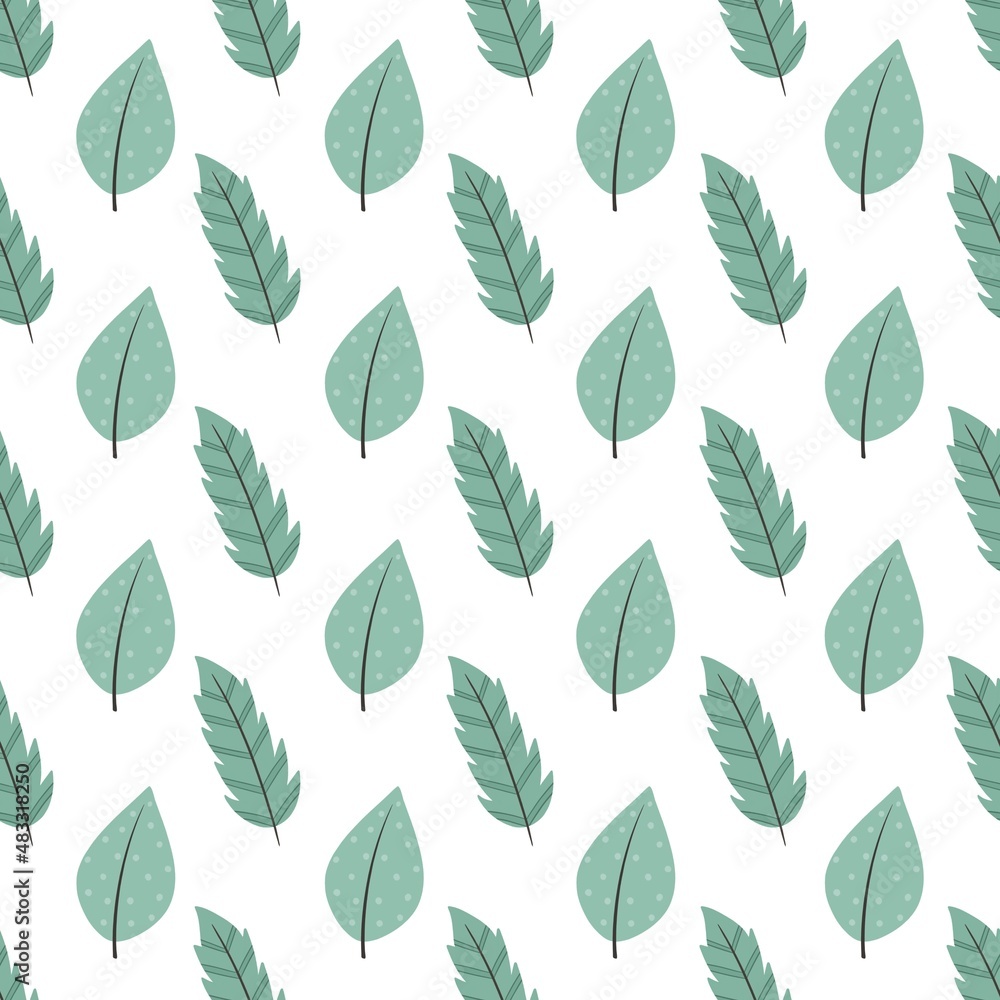 Fototapeta premium simple cute floral pattern - beautiful little leaves of a plant on a white background