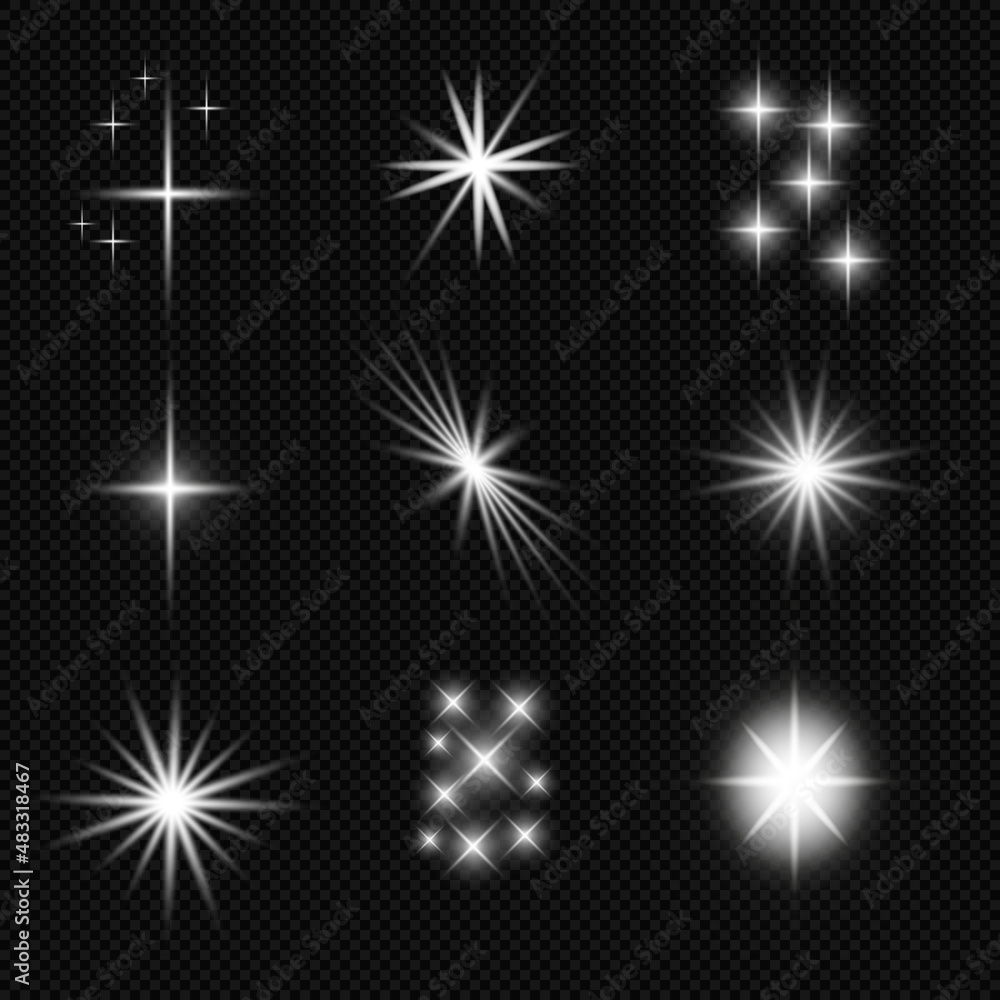 The effect of glowing lights, flares, explosion and stars. Special effect on black background The effect of glowing lights, flares, explosion and stars. Special effect on black background