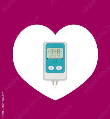 Blood Glucose Test. Home glucometer flat vector