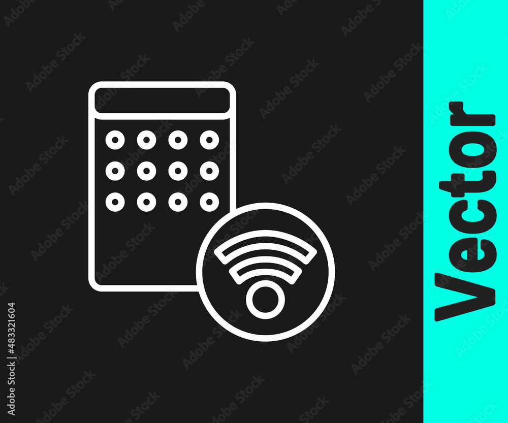 White line Air humidifier icon isolated on black background. Portable electric home appliance, home air purification and humidification. Vector White line Air humidifier icon isolated on black background. Portable electric home appliance, home air purification and humidification. Vector