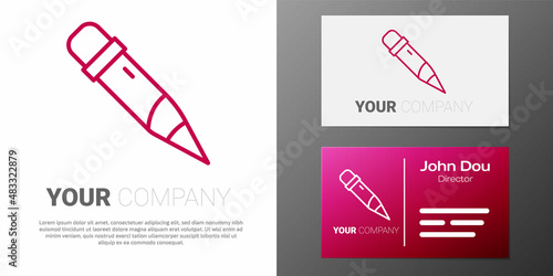 Logotype line Pencil with eraser icon isolated on white background. Drawing and educational tools. School office symbol. Logo design template element. Vector