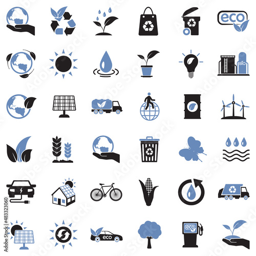 Ecology Icons. Two Tone Flat Design. Vector Illustration.