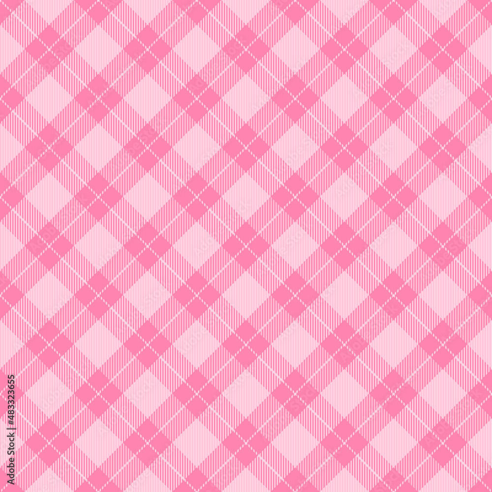 Diagonal tartan Valentines day plaid. Scottish pattern in pink and black cage. Scottish cage. Traditional Scottish checkered background. Seamless fabric texture. Vector illustration Diagonal tartan Valentines day plaid. Scottish pattern in pink and black cage. Scottish cage. Traditional Scottish checkered background. Seamless fabric texture. Vector illustration