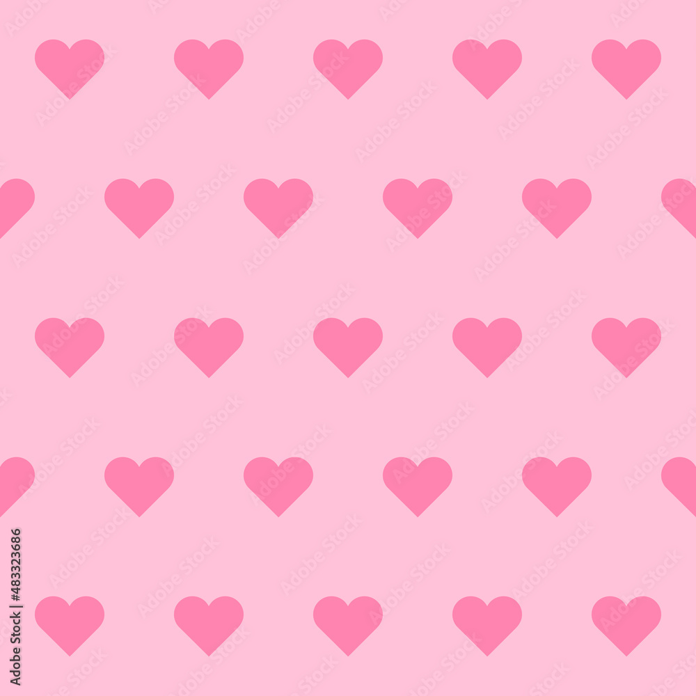 Hearts pattern. Happy Valentine day background. Pink hearts on pink background. Seamless texture. Vector illustration