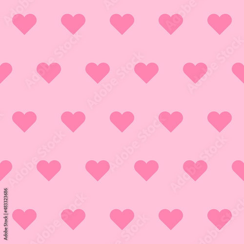 Hearts pattern. Happy Valentine day background. Pink hearts on pink background. Seamless texture. Vector illustration