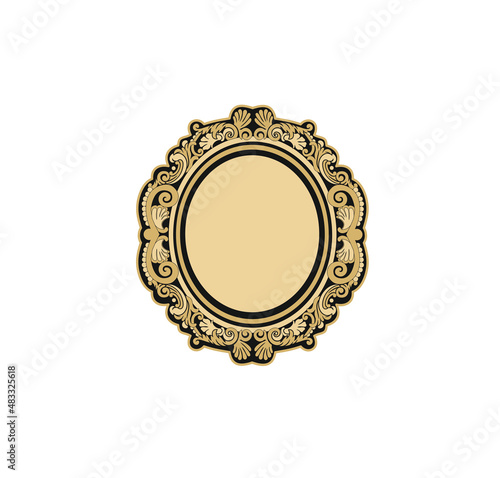 ANCIENT HERALDIC EMBLEM OF GOLD DECORATED IN BAROQUE STYLE DECORATIVE ELEGANCE LUXURY PATTERNS GOLD STOCK ILLUSTRATION