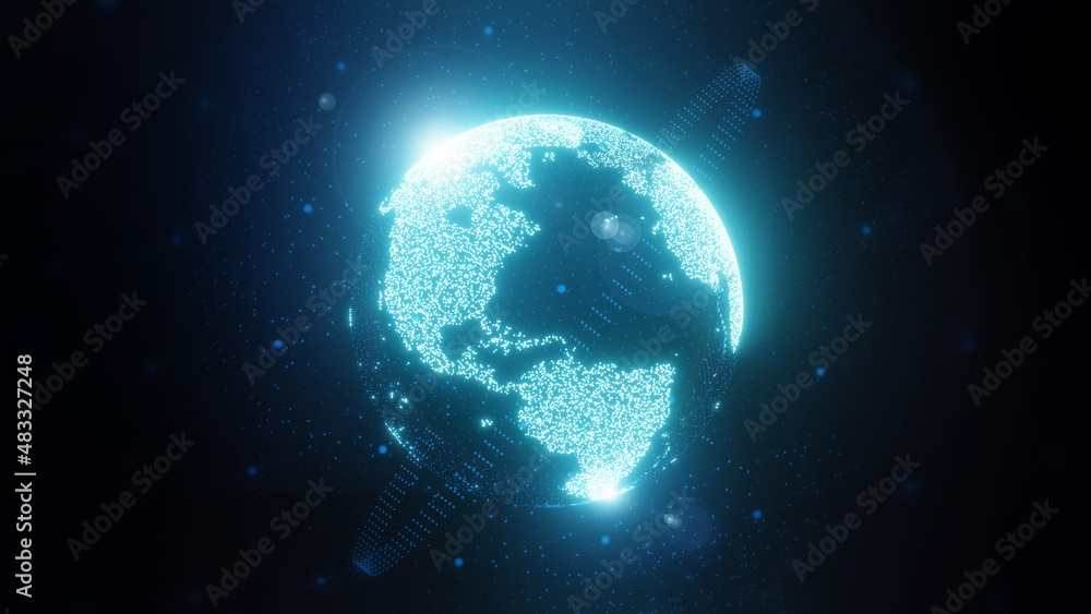 Holographic image of the earth 3d render