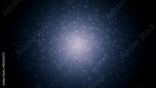 Dark blue abstract background with floating dots, mockup
