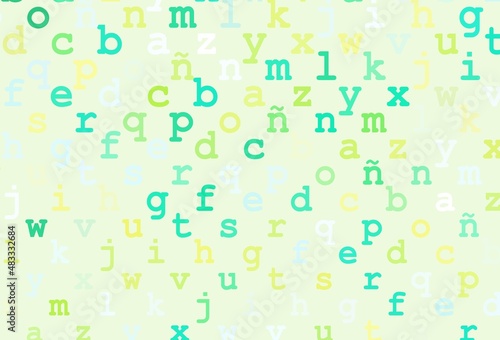 Light blue, yellow vector texture with ABC characters.