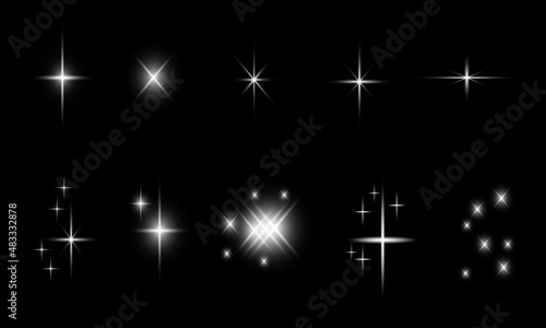 The effect of glowing lights  flares  explosion and stars. Special effect on black background