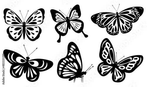 butterfly black and white silhouette