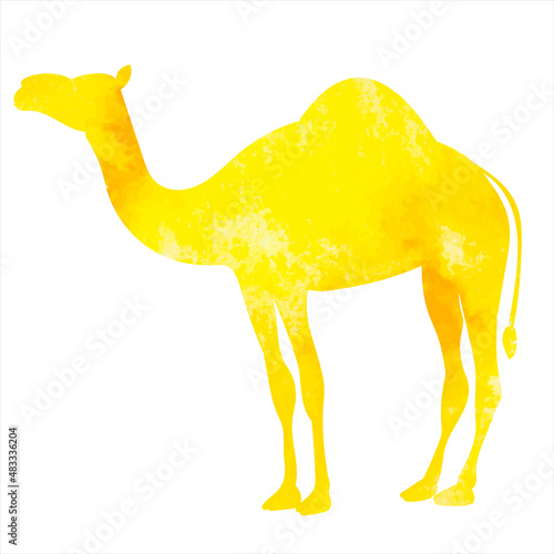 camel watercolor silhouette,on white background,vector,isolated